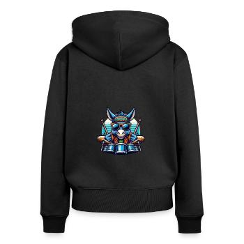 Global - Noir sans Japon Modèle - Sweat à capuche zippé Premium bio Femme - noir - Dos - Julia (174cm)