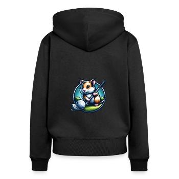 Conception de golfeur bouvier bernois drôle - Sweat à capuche zippé Premium bio Femme - noir - Dos - Julia (174cm)