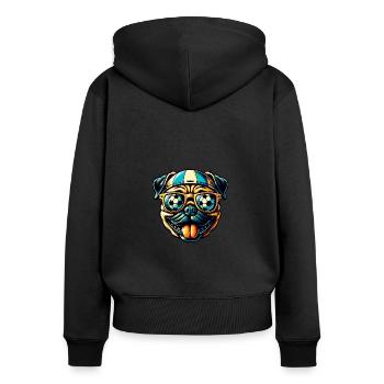 Cool Pug Soccer Dog Player Fan - Sweat à capuche zippé Premium bio Femme - noir - Dos - Julia (174cm)