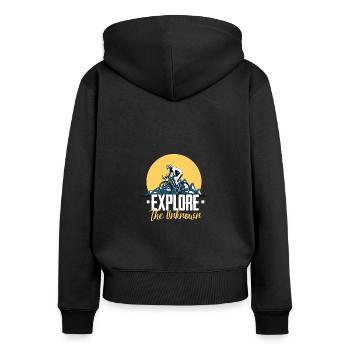 Gravel Bike Explore The Unknown Adventure - Women's Premium Organic Zip Hoodie - black - Back - Julia (174cm)