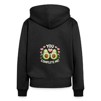 Avocado You Complement Me - Women's Premium Organic Zip Hoodie - black - Back - Julia (174cm)