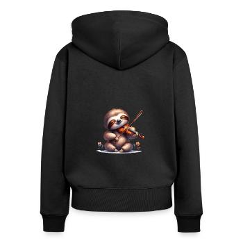 Mignon paresseux violoniste musique classique - Sweat à capuche zippé Premium bio Femme - noir - Dos - Julia (174cm)