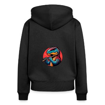 Conception de flûte à bec Cool Dino Flutist - Sweat à capuche zippé Premium bio Femme - noir - Dos - Julia (174cm)