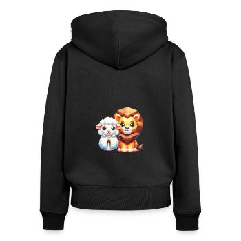 Lion and Lamb Christian Clothing - Women's Premium Organic Zip Hoodie - black - Back - Julia (174cm)