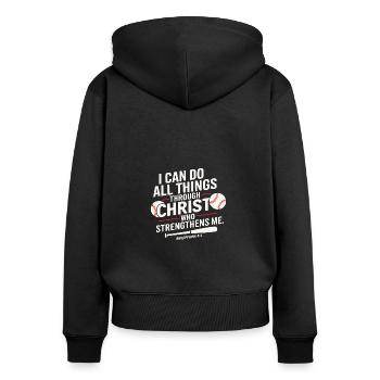 I can do everything through Christ Baseball Christian - Women's Premium Organic Zip Hoodie - black - Back - Julia (174cm)