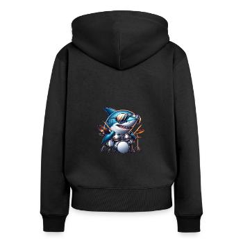 Global - Noir sans Japon Modèle - Sweat à capuche zippé Premium bio Femme - noir - Dos - Julia (174cm)