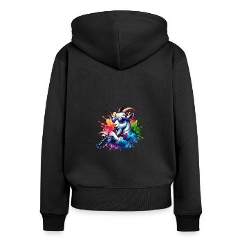 Coole Ziege Spielt Klarinette Musik Band - Frauen Premium Bio Zip Hoodie - Schwarz - Hinten - Julia (174cm)
