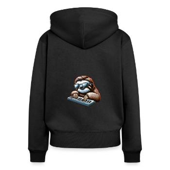 Cool Sloth Claviériste - Sweat à capuche zippé Premium bio Femme - noir - Dos - Julia (174cm)