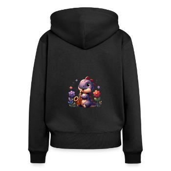 Lustiger Faultier Baseball Spieler - Frauen Premium Bio Zip Hoodie - Schwarz - Hinten - Julia (174cm)