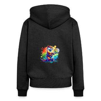 Otter Tennis Player Sports Active - Women's Premium Organic Zip Hoodie - black - Back - Julia (174cm)