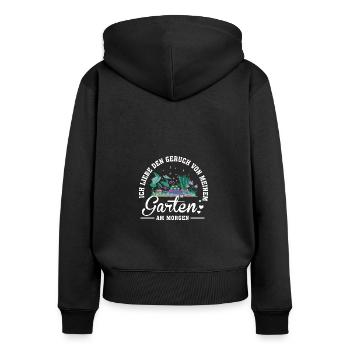 Jardin dans le Jardin Du Matin Jardinier Dictons Dames - Sweat à capuche zippé Premium bio Femme - noir - Dos - Julia (174cm)