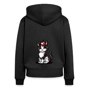 Cat Comic Crown - Women's Premium Organic Zip Hoodie - black - Back - Julia (174cm)