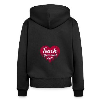 teacher school education teaching fun love humor - Women's Premium Organic Zip Hoodie - black - Back - Julia (174cm)