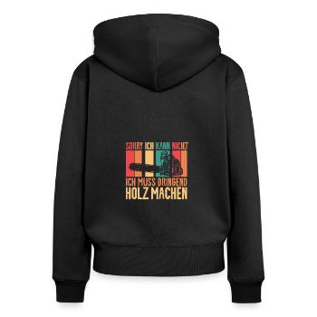 Il faut faire du bois de toute urgence Forester Men - Sweat à capuche zippé Premium bio Femme - noir - Dos - Julia (174cm)