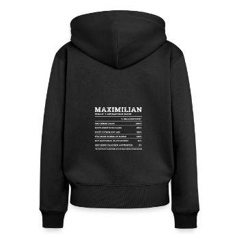 Maximilian Großartiger Mann Vorname - Frauen Premium Bio Zip Hoodie - Schwarz - Hinten - Julia (174cm)