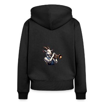 Coole Ziege Spielt Trompete Band Orchester - Frauen Premium Bio Zip Hoodie - Schwarz - Hinten - Julia (174cm)