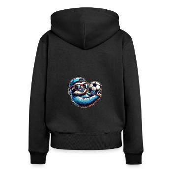 Conception de joueur de football paresseux cool - Sweat à capuche zippé Premium bio Femme - noir - Dos - Julia (174cm)