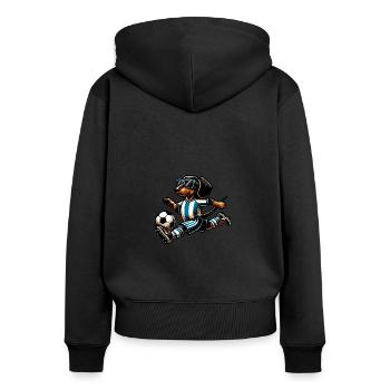 Dachshund Soccer Wiener Dog Fan - Frauen Premium Bio Zip Hoodie - Schwarz - Hinten - Julia (174cm)