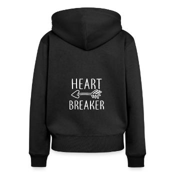 Herzensbrecher Pfeil Valentinstag Liebe - Frauen Premium Bio Zip Hoodie - Schwarz - Hinten - Julia (174cm)