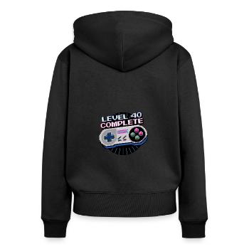 Level 40 Complete 40th Birthday Men Retro - Women's Premium Organic Zip Hoodie - black - Back - Julia (174cm)