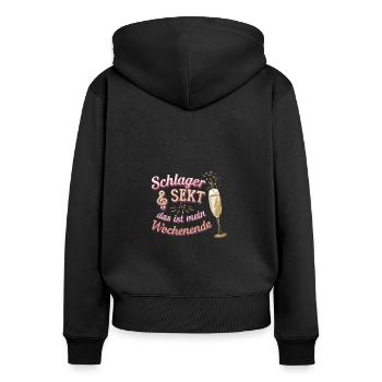 Schlager & Sekt Das Ist Mein Wochenende - Frauen Premium Bio Zip Hoodie - Schwarz - Hinten - Julia (174cm)