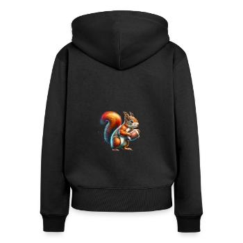 American Football Eichhörnchen Nüsse Tierliebe - Frauen Premium Bio Zip Hoodie - Schwarz - Hinten - Julia (174cm)