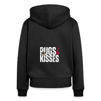 Petit Carlin Carlins et Bisous - Sweat à capuche zippé Premium bio Femme - noir - Dos - Julia (174cm)