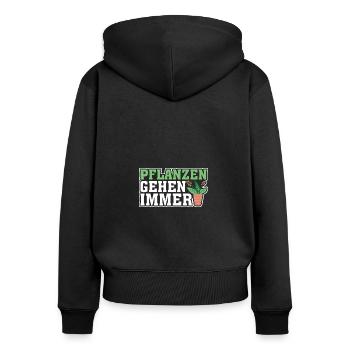 Les plantes vont toujours jardinier dictons mesdames - Sweat à capuche zippé Premium bio Femme - noir - Dos - Julia (174cm)