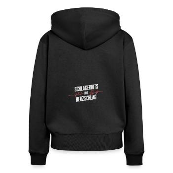 Schlagerhits Und Herzschlag - Musikliebe - Frauen Premium Bio Zip Hoodie - Schwarz - Hinten - Julia (174cm)