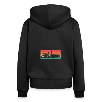 Tronçonneuse rétro menuisier hommes femmes - Sweat à capuche zippé Premium bio Femme - noir - Dos - Julia (174cm)