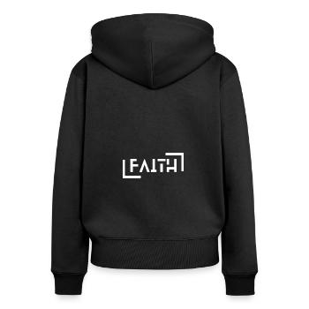Logo Faith élégant avec motif de croix - Sweat à capuche zippé Premium bio Femme - noir - Dos - Julia (174cm)