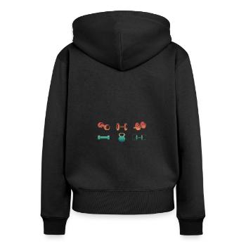 Dumbbell Weights Fitness Gym Workout Training - Women's Premium Organic Zip Hoodie - black - Back - Julia (174cm)