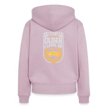 get older level up - Women's Premium Organic Zip Hoodie - dusky pink - Back - Julia (174cm)