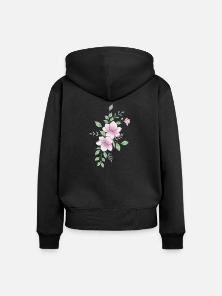 Weiße rosa Blume - Frauen Premium Bio Zip Hoodie - Schwarz