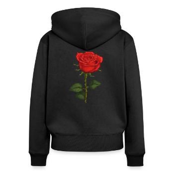 Pixelated Rose - Women's Premium Organic Zip Hoodie - black - Back - Julia (174cm)