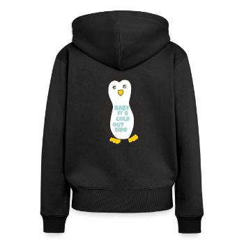 pinguin baby its cold outside - Frauen Premium Bio Zip Hoodie - Schwarz - Hinten - Julia (174cm)