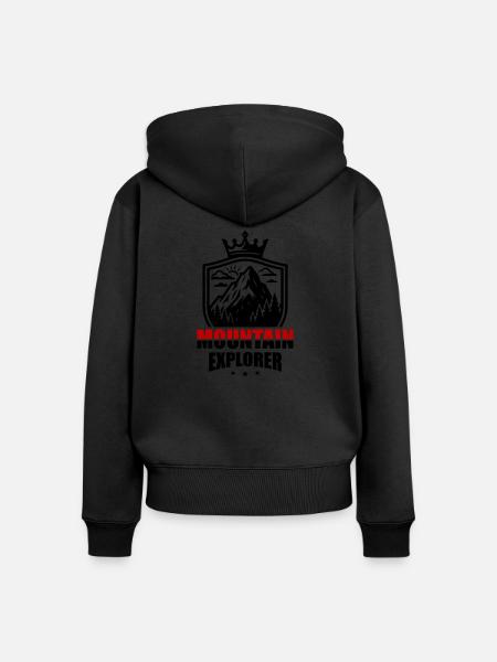 Berge Erkunden Spruch - Frauen Premium Bio Zip Hoodie - Schwarz