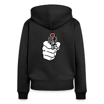 Liebe Schuss - Frauen Premium Bio Zip Hoodie - Schwarz - Hinten - Julia (174cm)