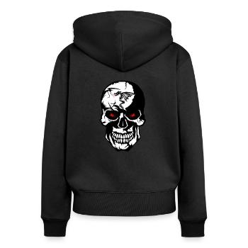 tete de mort crane dragon tribal skull - Sweat à capuche zippé Premium bio Femme - noir - Dos - Julia (174cm)