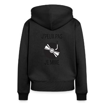 Ich kann nicht. - Frauen Premium Bio Zip Hoodie - Schwarz - Hinten - Julia (174cm)