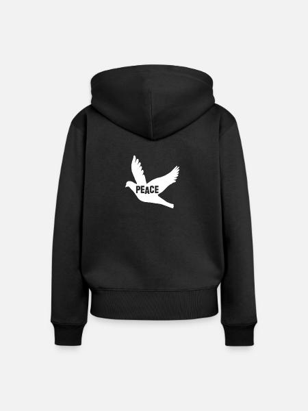 Peace - Frauen Premium Bio Zip Hoodie - Schwarz