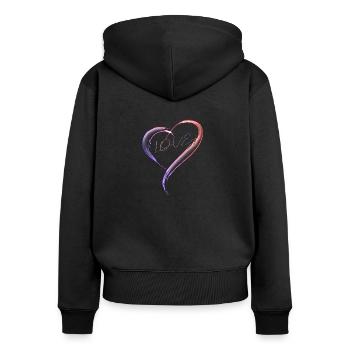 Coeur dessin rétro - Sweat à capuche zippé Premium bio Femme - noir - Dos - Julia (174cm)