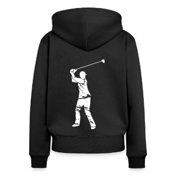 Golf Golfer Silhouette - White Grunge Design - Women's Premium Organic Zip Hoodie - black - Back - Julia (174cm)