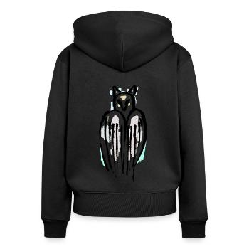 Owl - Women's Premium Organic Zip Hoodie - black - Back - Julia (174cm)