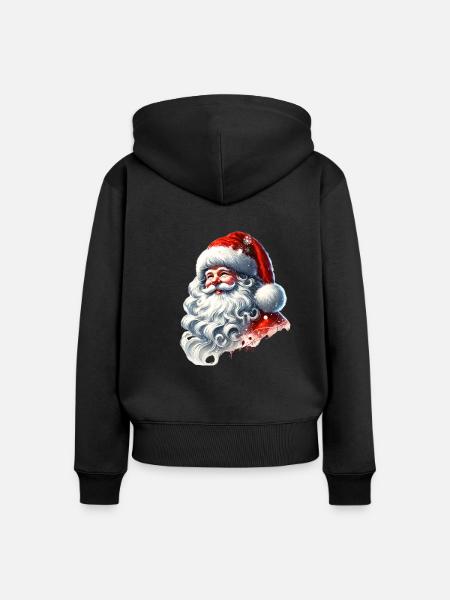 Weihnachtsmann mit strahlendem Lächeln - Frauen Premium Bio Zip Hoodie - Schwarz