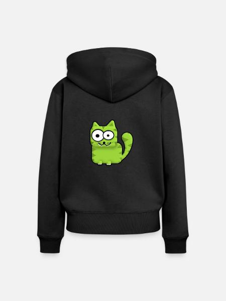 Lustige Katze - Frauen Premium Bio Zip Hoodie - Schwarz