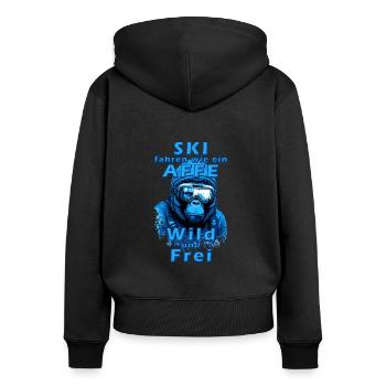 Gorilla Ski fahren wie ein Affe- witziger Spruch - Frauen Premium Bio Zip Hoodie - Schwarz - Hinten - Julia (174cm)