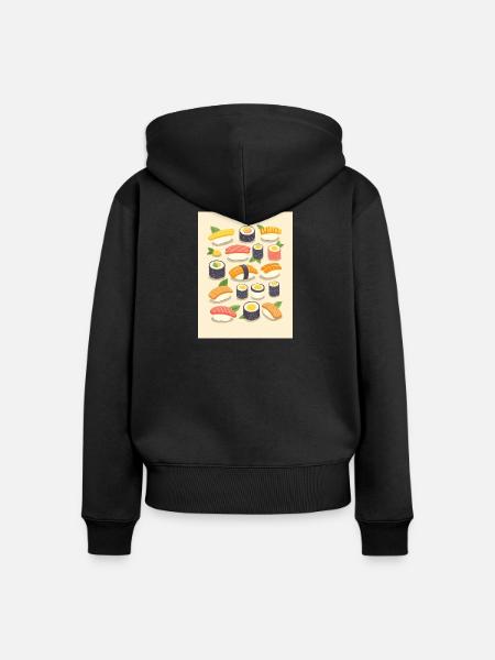 Lebendige Sushi-Sortiment-Illustration - Frauen Premium Bio Zip Hoodie - Schwarz