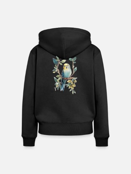 Wellensittich - Frauen Premium Bio Zip Hoodie - Schwarz