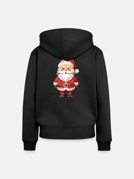 Fröhlicher Weihnachtsmann - Frauen Premium Bio Zip Hoodie - Schwarz